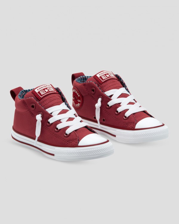 Converse Chuck Taylor All Star Street Plaid Rød Sko Danmark - Converse Mid Sneakers Børn - 67298TWJQ